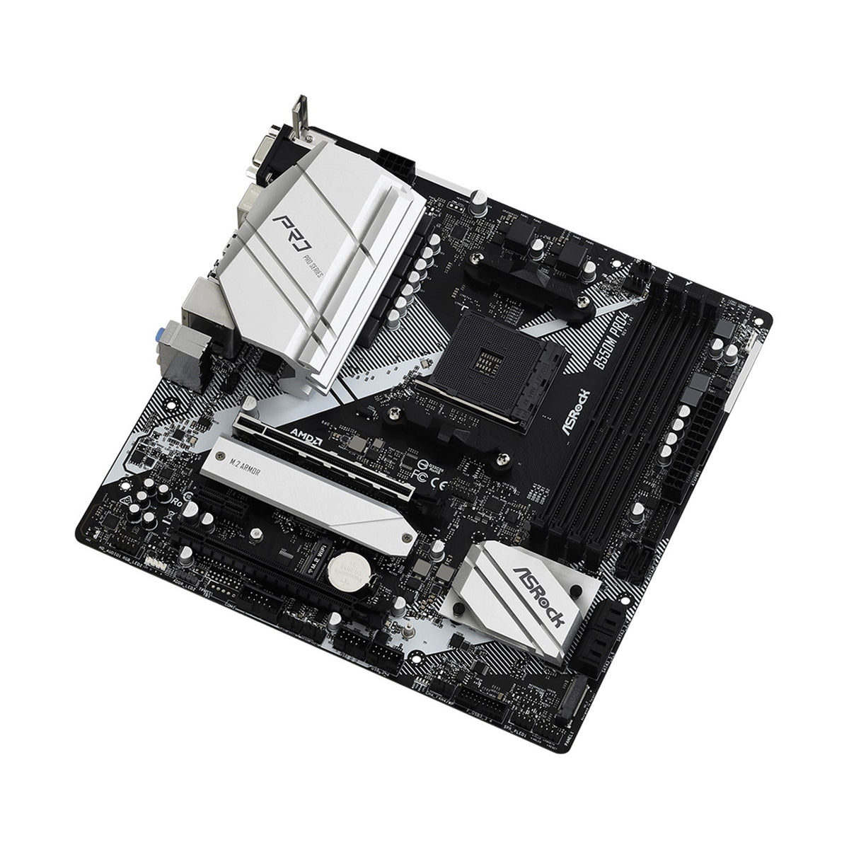 ASRock B550M Pro4 AMD AM4 Socket Motherboard, Micro-ATX, 4x DDR4 Slots, 2x M.2 Sockets, GbE LAN, 1x D-Sub / 1x DisplayPort / 1x HDMI Port