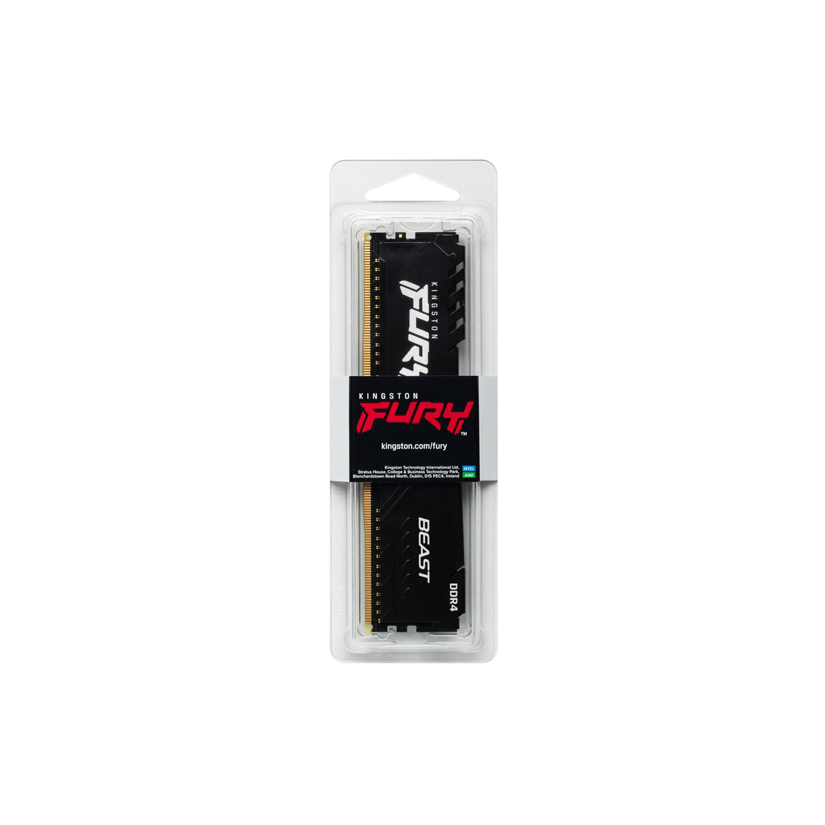 Kingston FURY Beast KF432C16BB/16 16GB (1x 16GB) DIMM System Memory, 3200MHz, DDR4, CL16, Black, Intel XMP