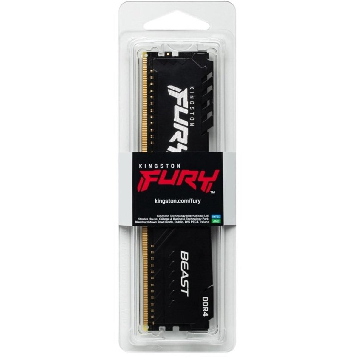Kingston FURY Beast KF432C16BB/8 8GB (1x 8GB) DIMM System Memory, 3200MHz, DDR4, CL16, Black, Intel XMP