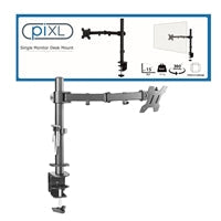 piXL Desk-Mounted Fully-Adjustable Single Monitor Arm for Screens up to 32 inch with VESA Mount & Built-In Cable Management