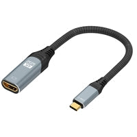 Prevo USBC-HDMI-ADA Display Converter Adapter, USB Type-C (M) to HDMI (F), 0.2m, Black & Silver, HDMI 2.0, Supports up to 4K@60Hz, Braided Cable, Retail Box Packaging