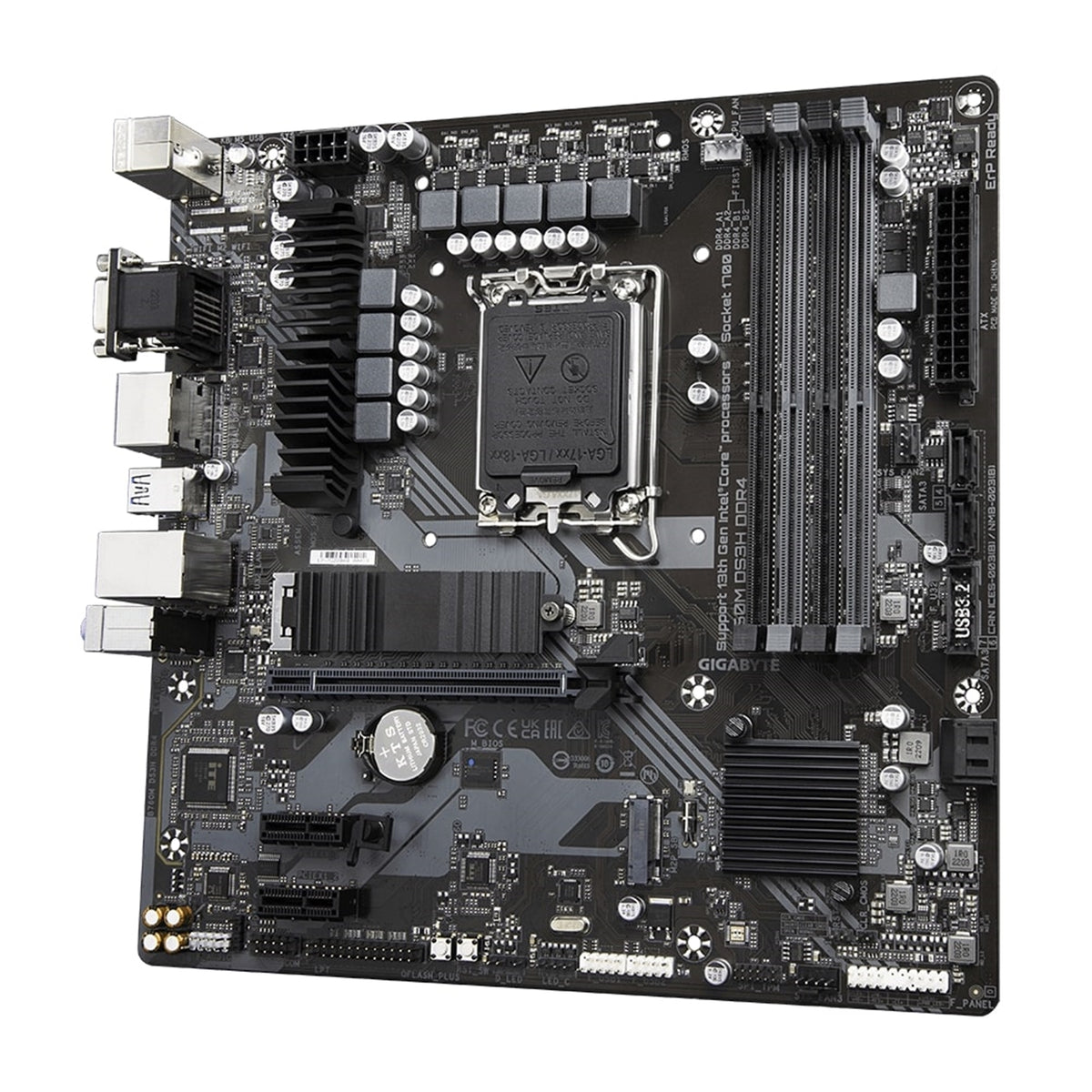 Gigabyte B760M DS3H DDR4 Ultra Durable Intel 1700 Socket Motherboard, Micro-ATX, 4x DDR4 Slots, 2x M.2 Sockets, 2.5GbE LAN, 1x D-Sub / 2x DisplayPorts / 1x HDMI Port