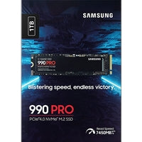 Samsung 990 PRO(MZ-V9P1T0BW) 1TB NVMe SSD, PCIe Gen4, M.2 Interface, 2280, Read 7450 MB/s, Write 6900 MB/s, 5 Year Warranty