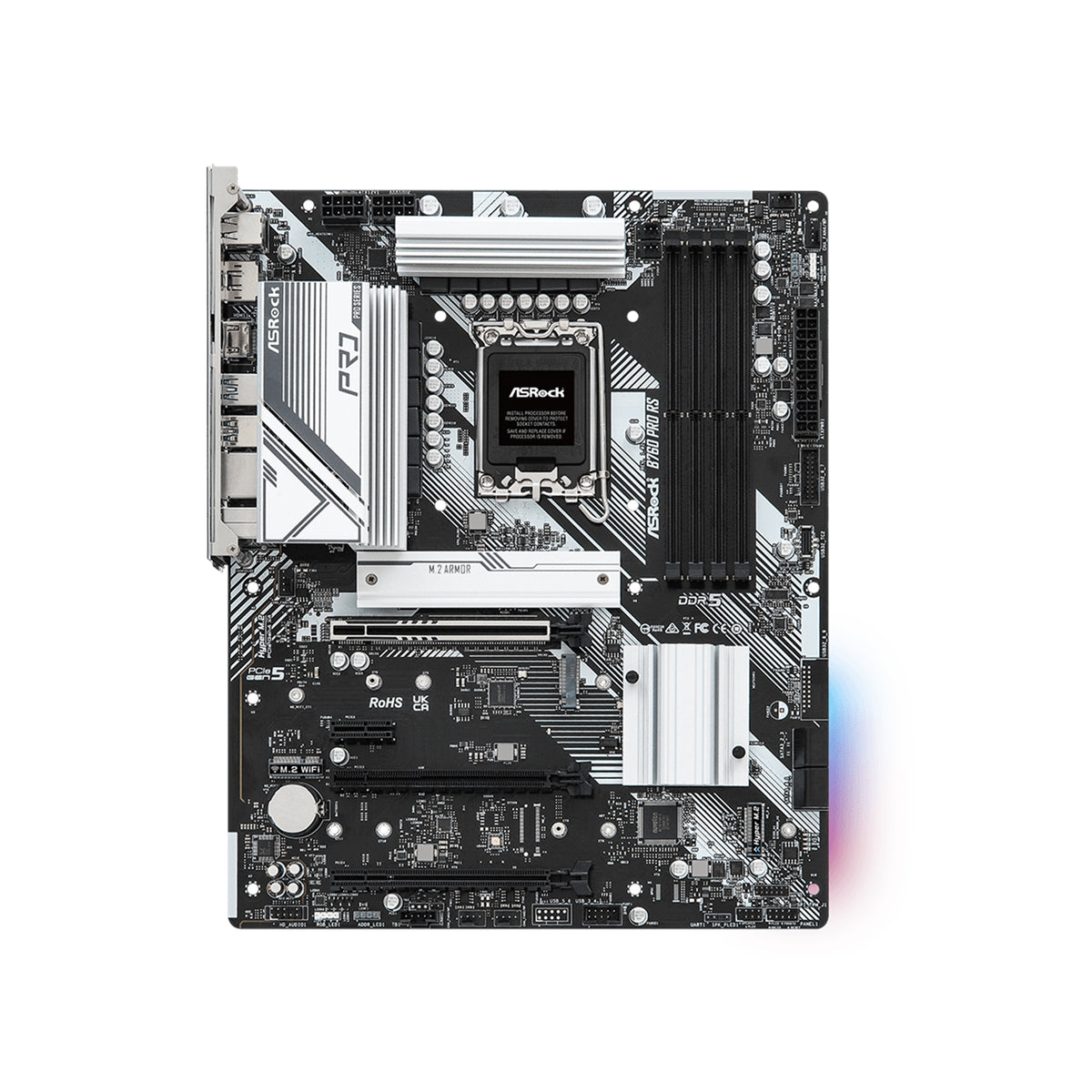 ASRock B760 PRO RS Intel 1700 Socket Motherboard, ATX, 4x DDR5 Slots, 3x M.2 Socket, Fitted I/O Shield, 2.5GbE LAN, 1x DisplayPort / 1x HDMI Port