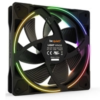 be quiet! Light Wings PWM Addressable RGB Fan, 120mm, 1700RPM, 4-Pin PWM Fan & 3-Pin ARGB Connectors, Black Frame, Black Blades, ARGB Lighting on Front & Rear