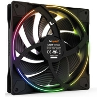 be quiet! Light Wings PWM High Speed Addressable RGB Fan, 140mm, 2200RPM, 4-Pin PWM Fan & 3-Pin ARGB Connectors, Black Frame, Black Blades, ARGB Lighting on Front & Rear