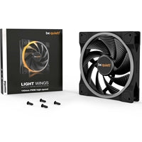be quiet! Light Wings PWM High Speed Addressable RGB Fan, 140mm, 2200RPM, 4-Pin PWM Fan & 3-Pin ARGB Connectors, Black Frame, Black Blades, ARGB Lighting on Front & Rear
