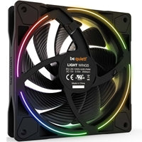 be quiet! Light Wings PWM High Speed Addressable RGB Fan Pack, 120mm, 2500RPM, 4-Pin PWM Fan & 3-Pin ARGB Connectors, Black Frame, Black Blades, ARGB Lighting on Front & Rear, Addressable RGB Hub Included