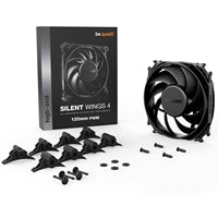be quiet! Silent Wings 4 PWM Black Fan, 120mm, 1600RPM, 4-Pin PWM Fan Connector, Black Frame, Black Blades, Optimized Fan Blades for High End Performance, 2 Mounting Options