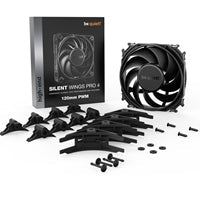 be quiet! Silent Wings Pro 4 PWM Black Fan, 120mm, 3000RPM, 4-Pin PWM Fan Connector, Black Frame, Black Blades, Optimized Fan Blades for the Highest Performance for Radiators & Heat Sinks, 3 Mounting Options, 3 Speed Switch