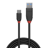 Lindy 36915 0.5m USB-A (M) 3.2 To USB-C (M) 3.2 Black Line 10Gbps Cable - Black