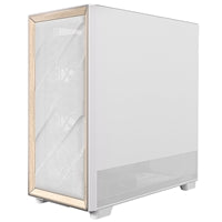 Antec FLUX Mid Tower PC Case - Tempered Glass, White/Wood, 5 PWM Fans, USB-C, E-ATX/ATX/mATX/ITX Compatibility