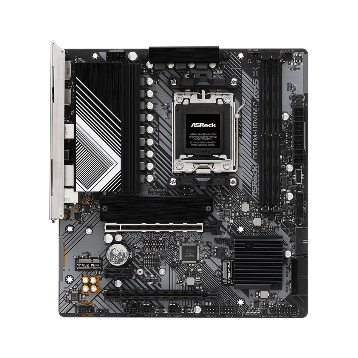 ASRock B650M-HDV/M.2 AMD AM5 Socket Motherboard, Micro-ATX, 2x DDR5 Slots, 2x M.2 Sockets, Fitted I/O Shield, 2.5GbE LAN, 1x DisplayPort / 1x HDMI Port
