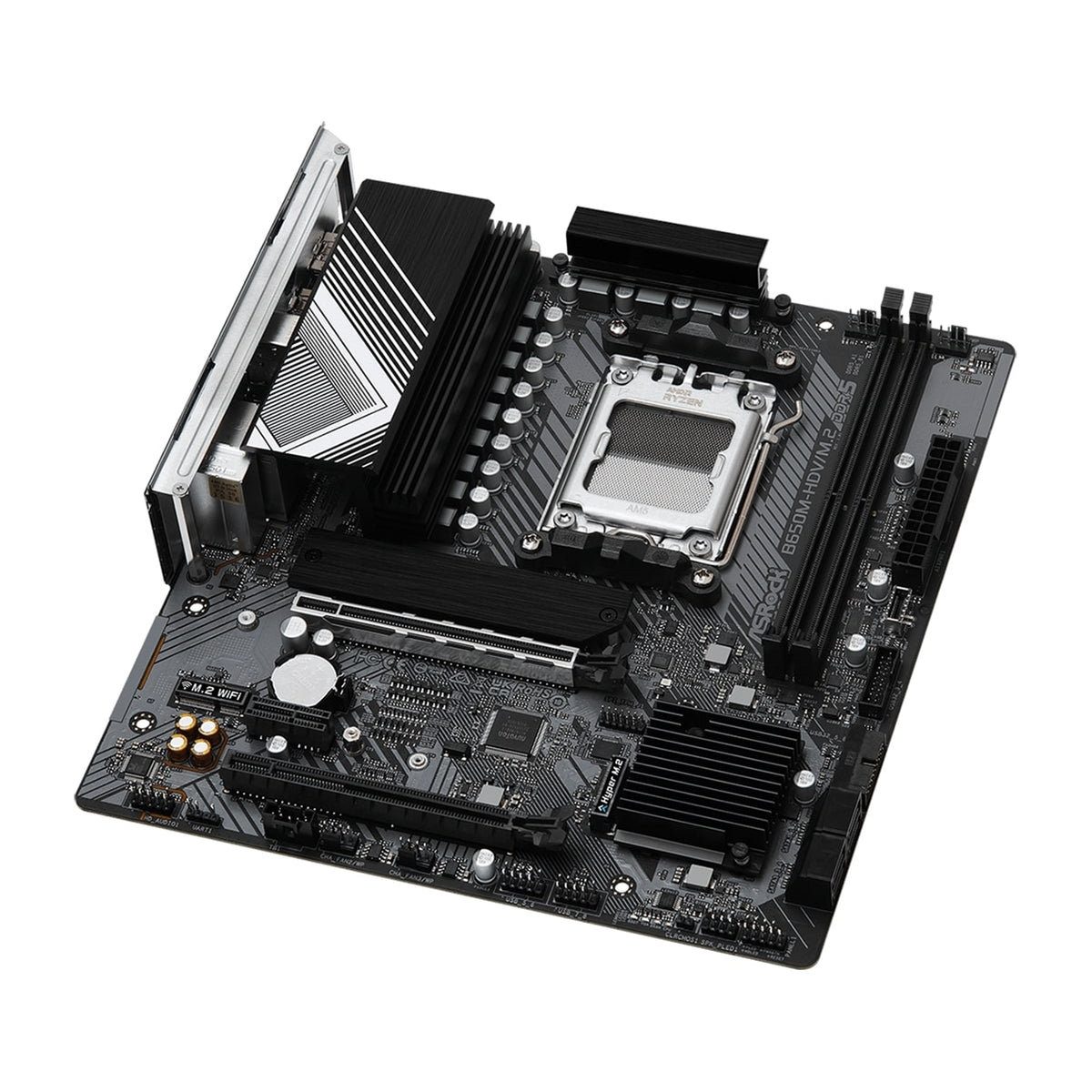 ASRock B650M-HDV/M.2 AMD AM5 Socket Motherboard, Micro-ATX, 2x DDR5 Slots, 2x M.2 Sockets, Fitted I/O Shield, 2.5GbE LAN, 1x DisplayPort / 1x HDMI Port