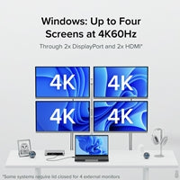 Plugable TBT4-UDZ ThunderBolt 4 Quad Monitor 100W USB-C PD 2.5GbE Docking Station