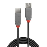 Lindy 36701 0.5m USB-A (M) 2.0 To USB-A (F) 2.0 Anthra Line 480Mbps Extension Cable - Black