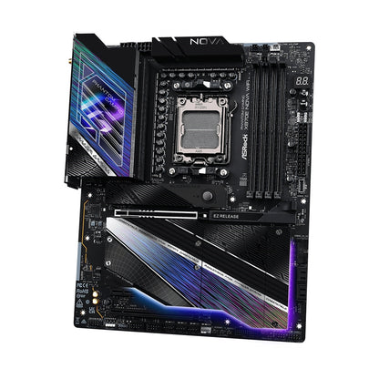 ASRock X870E NOVA WIFI PHANTOM GAMING AMD AM5 Socket Motherboard, ATX, 4x DDR5 Slots, 5x M.2 Sockets, Fitted I/O Shield, 5GbE LAN, Wi-Fi 7, 1x HDMI Port / 2x USB-C (USB4)