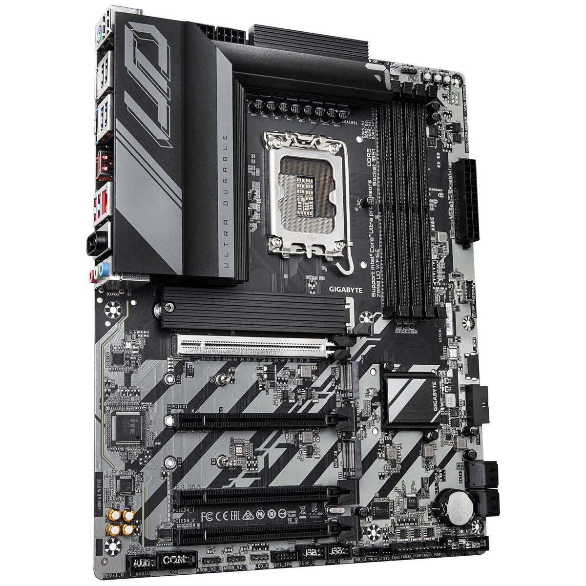 Gigabyte Z890 UD WIFI6E Ultra Durable Intel 1851 Socket Motherboard, ATX, 4x DDR5 Slots, 3x M.2 Sockets, 2.5GbE LAN, Wi-Fi 6E, 1x DisplayPort / 1x USB-C (USB4)