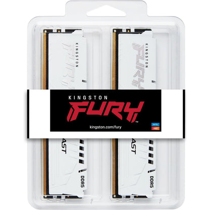 Kingston FURY Beast KF564C32BWEK2-64 64GB (2x 32GB) DIMM System Memory, 6400MHz, DDR5, CL32, White, Intel XMP, AMD EXPO