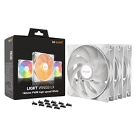 be quiet! Light Wings LX 140mm PWM High-Speed Fan, ARGB Lighting, Triple Pack, Ultra-Quiet Operation, High Airflow, Daisy-Chaining Support, White