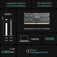 Team Elite TED516G5600C46A-S01 16GB (1x 16GB) SODIMM System Memory, 5600MHz, DDR5, CL46