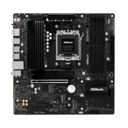 ASRock B850M Pro-A AMD AM5 Socket Motherboard, Micro-ATX, 4x DDR5 Slots, 3x M.2 Sockets, 2.5GbE LAN, 1x DisplayPort / 1x HDMI Port