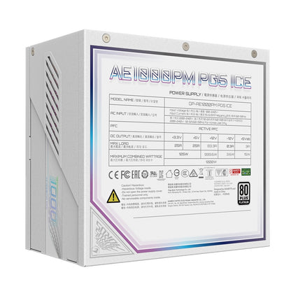 GIGABYTE AORUS ELITE P1000W 80+ Platinum Modular PCIe 5.0 ICE Power Supply - ATX 3.0 Standard, Fully Modular, Quiet 120mm Fan, Compact Design