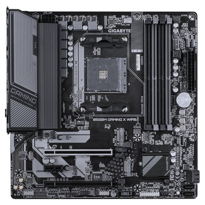 Gigabyte B550M GAMING X WIFI6 AMD AM4 Socket Motherboard, Micro-ATX, 4x DDR4 Slots, 2x M.2 Sockets, Fitted I/O Shield, GbE LAN, Wi-Fi 6, 1x DisplayPort / 1x HDMI Port