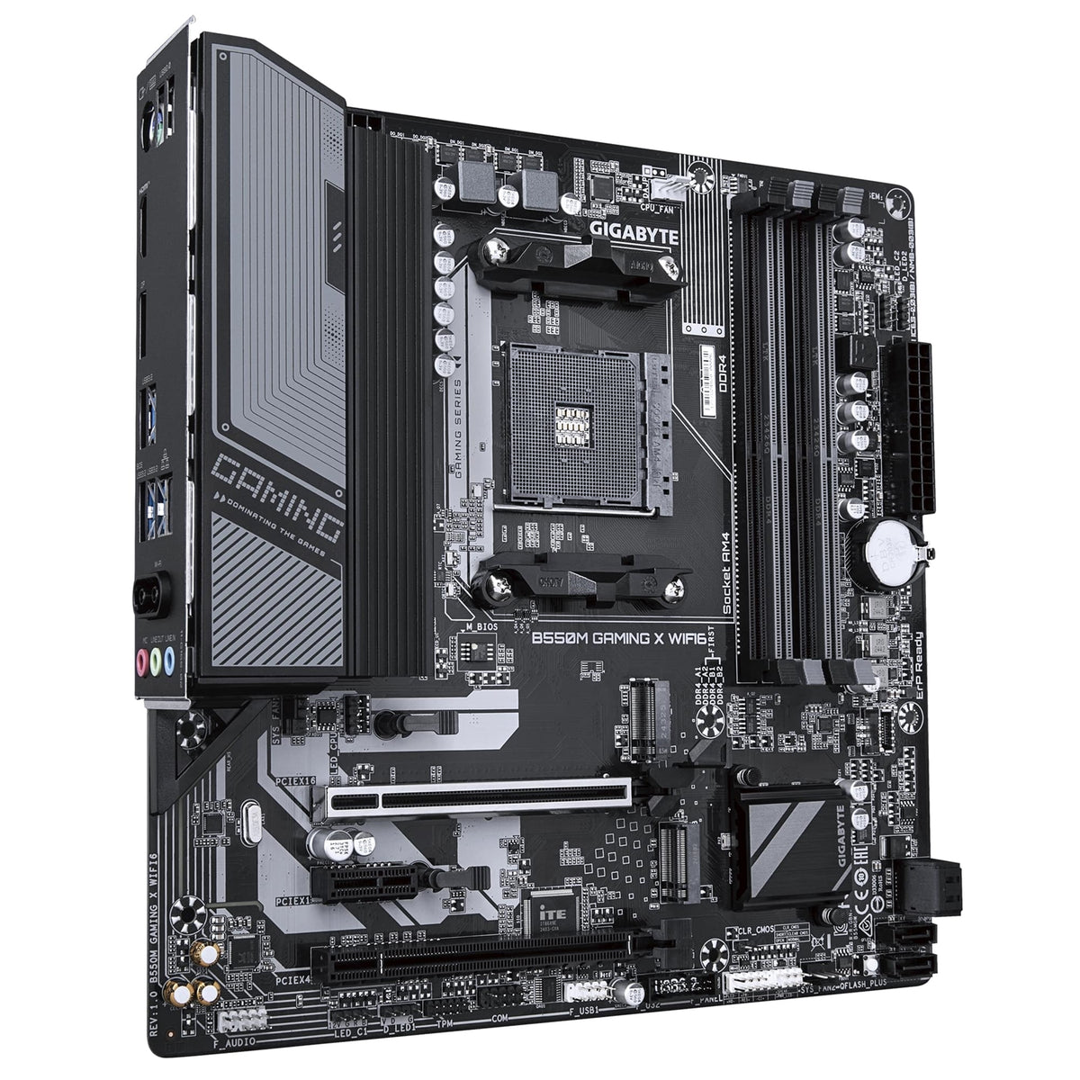 Gigabyte B550M GAMING X WIFI6 AMD AM4 Socket Motherboard, Micro-ATX, 4x DDR4 Slots, 2x M.2 Sockets, Fitted I/O Shield, GbE LAN, Wi-Fi 6, 1x DisplayPort / 1x HDMI Port
