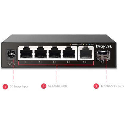 DrayTek VigorSwitch Q60x 5 Port 2.5G High Performance Unmanaged Switch