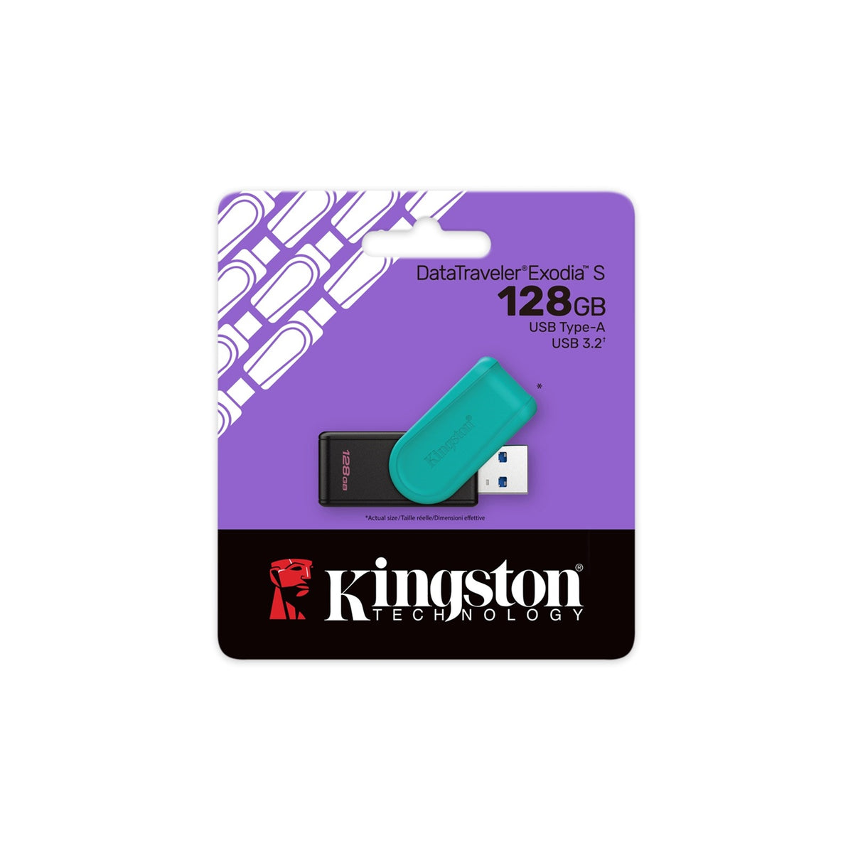 Kingston DataTraveler Exodia S DTXS/128GB USB Flash Drive, 128GB, USB 3.2, Black/Green, Swivel Cap Design