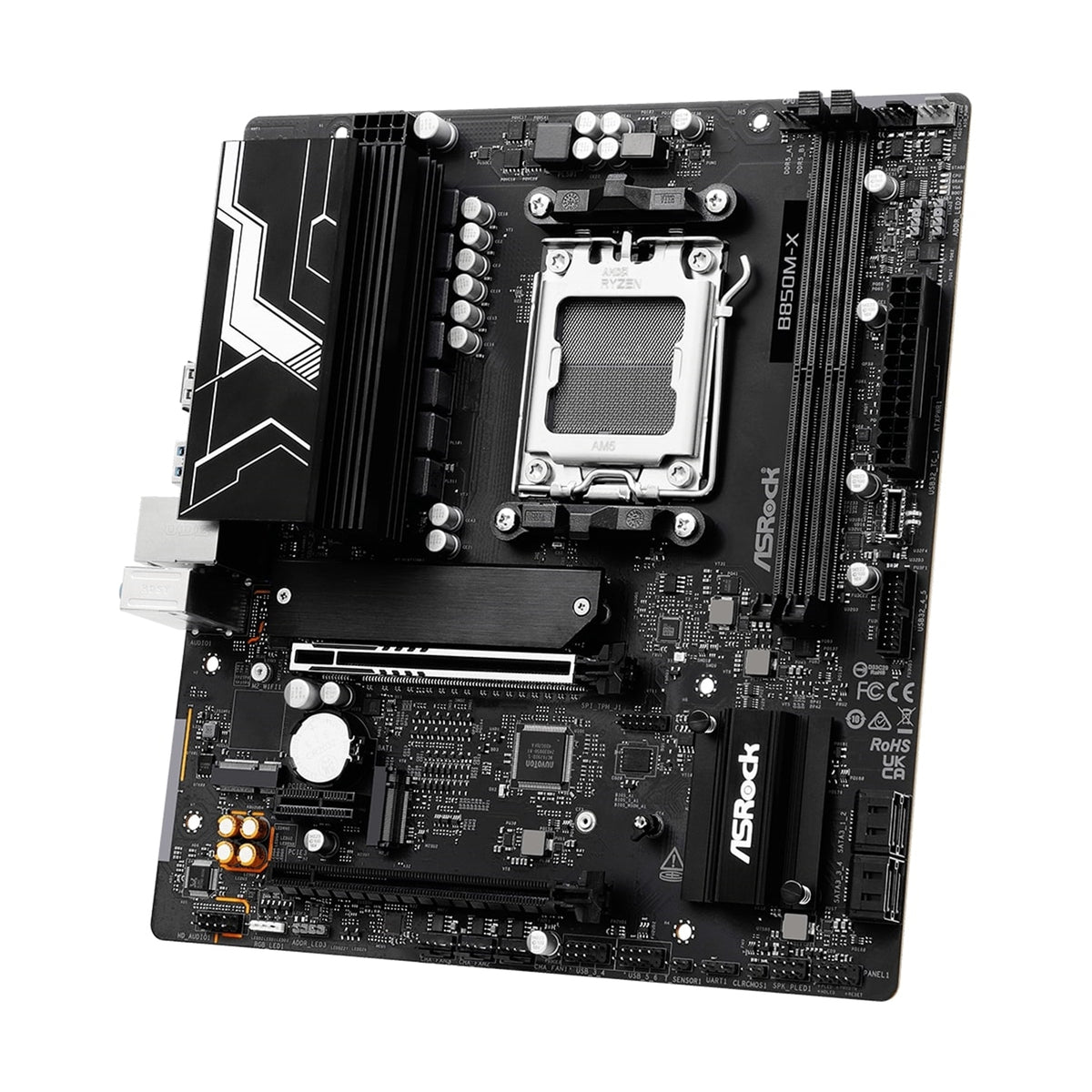 ASRock B850M-X AMD AM5 Socket Motherboard, Micro-ATX, 2x DDR5 Slots, 2x M.2 Sockets, 2.5GbE LAN, 1x DisplayPort / 1x HDMI Port