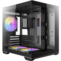 Antec CX60M ARGB Mini Tower Micro ATX Gaming Case, Black, Tempered Glass Panels, Dual Chamber Design, Vertical Cooling, Pre-Installed ARGB Fans, Water Cooling Support,