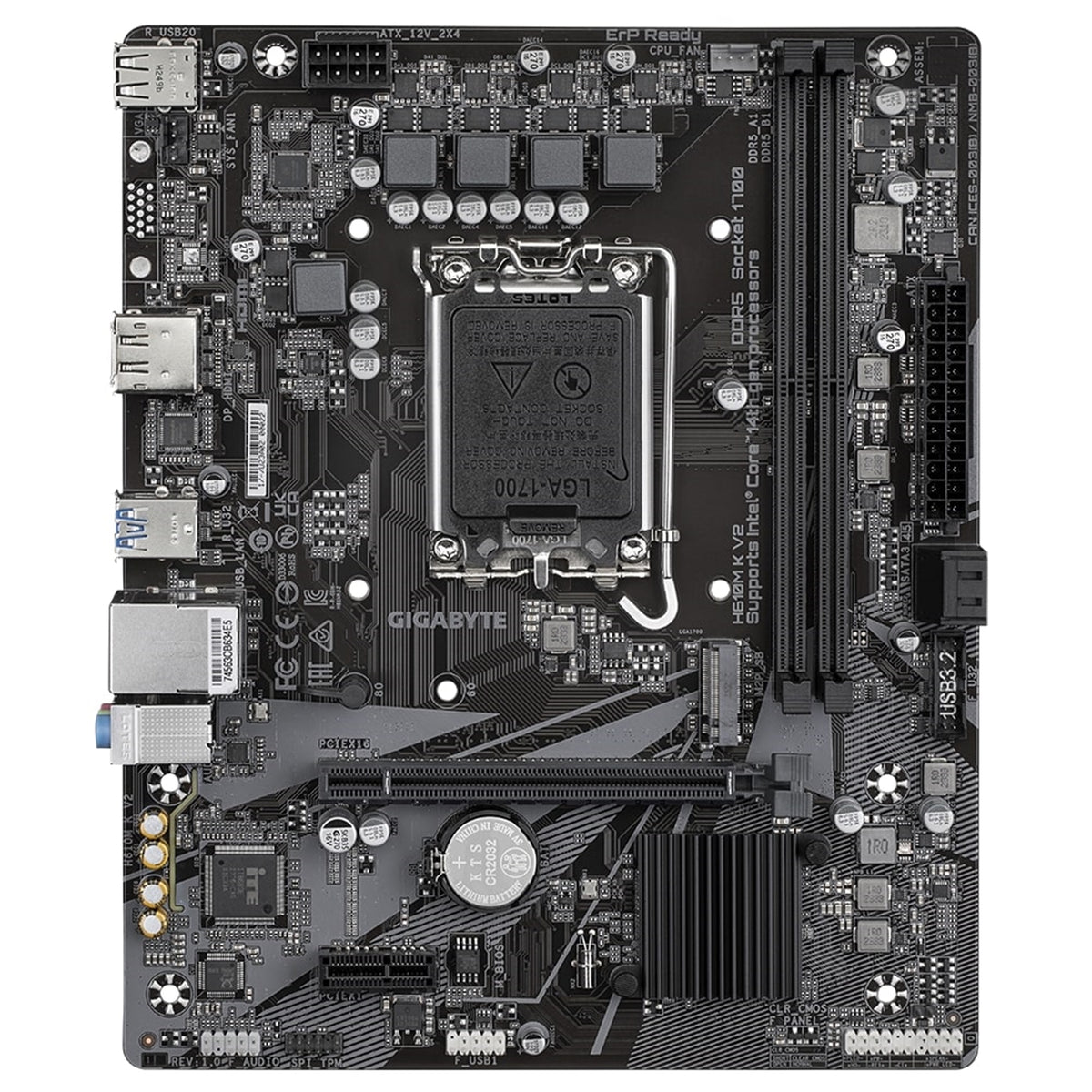 Gigabyte H610M K V2 DDR5 Anti-Sulfur Resistor Intel 1700 Socket Motherboard, Micro-ATX, 2x DDR5 Slots, 1x M.2 Socket, GbE LAN, 1x DisplayPort / 1x HDMI Port
