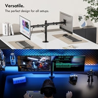 VonHaus Dual Monitor Stand for 13-32 Inch Screens, Twin Monitor Mount with Desk Clamp, Height Adjustable, Easy Assemble Stand with Full Tilt, Rotation & Swivel Arms, VESA 75x75 & 100x100mm