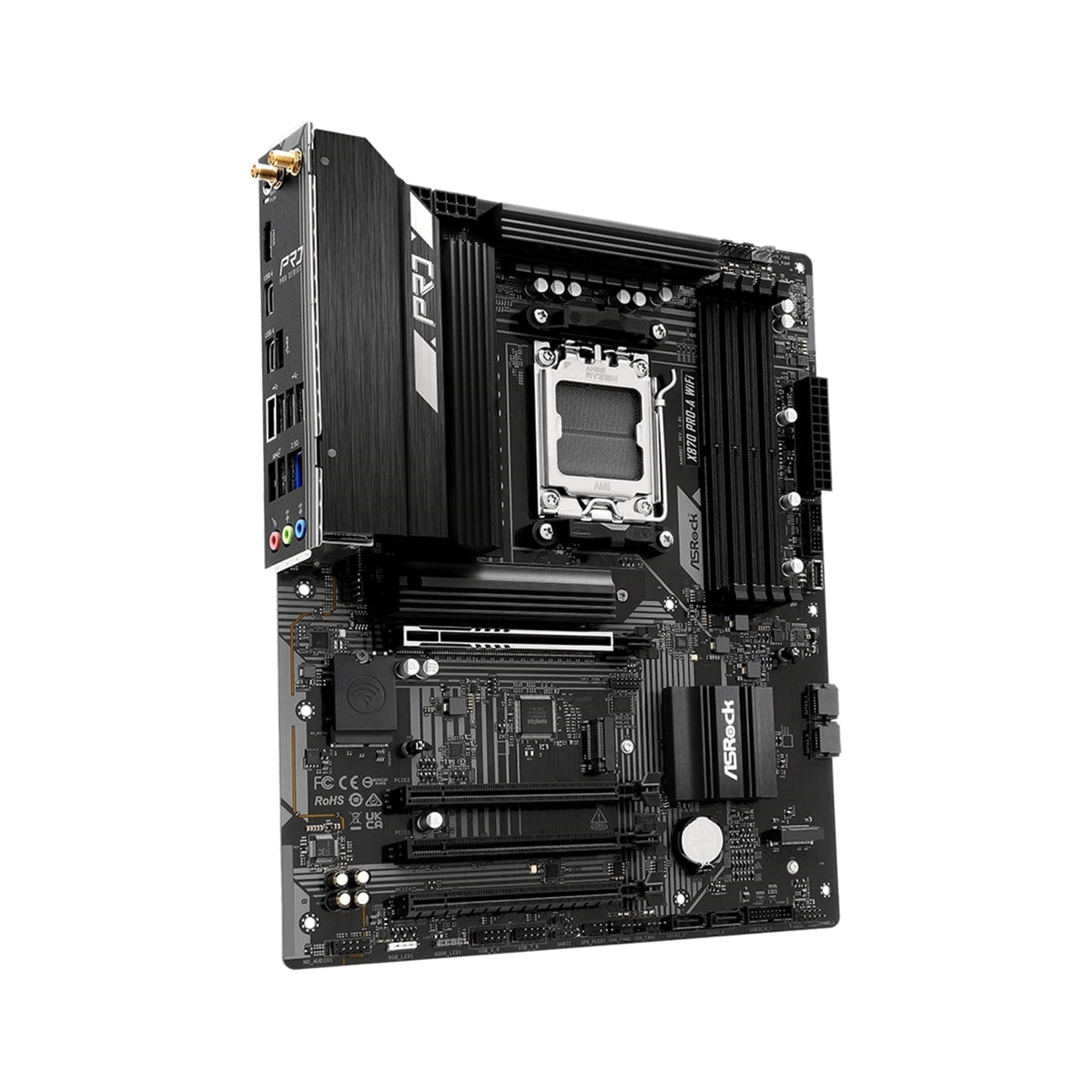 ASRock X870 Pro-A WiFi AMD AM5 Socket Motherboard, 4 x DDR5 Slots, 3x M.2 Socket, 2.5GbE LAN, Wi-Fi 7, 1x HDMI Port / 2x USB-C (USB4)