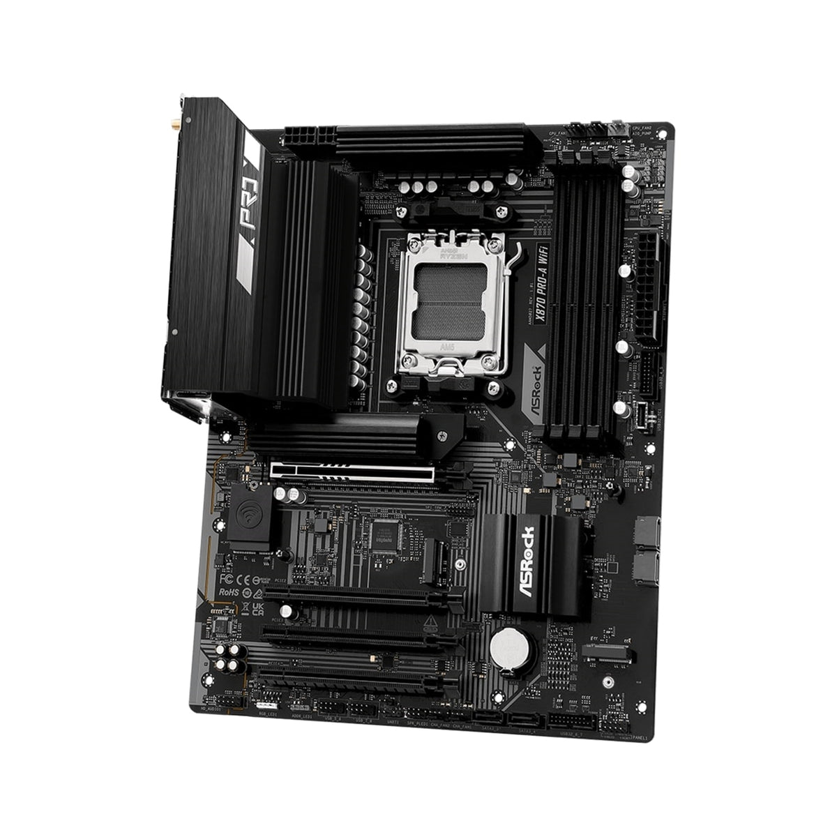 ASRock X870 Pro-A WiFi AMD AM5 Socket Motherboard, 4 x DDR5 Slots, 3x M.2 Socket, 2.5GbE LAN, Wi-Fi 7, 1x HDMI Port / 2x USB-C (USB4)