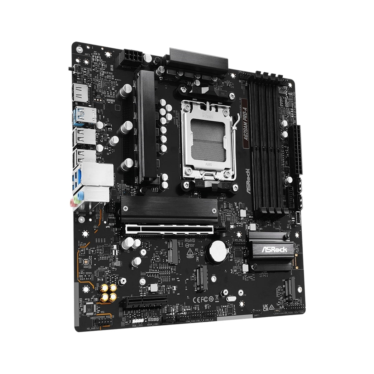 ASRock A620AM PRO-A AMD Socket AM5 Motherboard, 4x DDR5 Slots, 3x M.2 Socket, 2.5GbE LAN, 1x HDMI Port