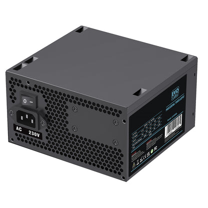 EVO LABS BR600-12BL 600W PSU,120mm Black Silent Fan with Improved Ventilation, Non Modular, High-Efficiency, PFC Certified, CE Compliant, Retail Packaged