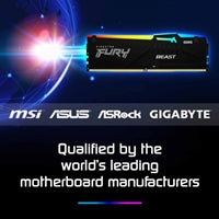 Kingston FURY Beast KF560C36BBEAK2-16 16GB (2x 8GB) DIMM System Memory, 6000MHz, DDR5, CL36, Black, RGB, Intel XMP, AMD EXPO