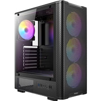 Antec VX310 ARGB  Mid-Tower Gaming PC Case - Pre-Installed 4 x 120mm ARGB Fans, Tempered Glass Side Panel, High-Airflow Mesh Front - ATX/Micro-ATX/ITX