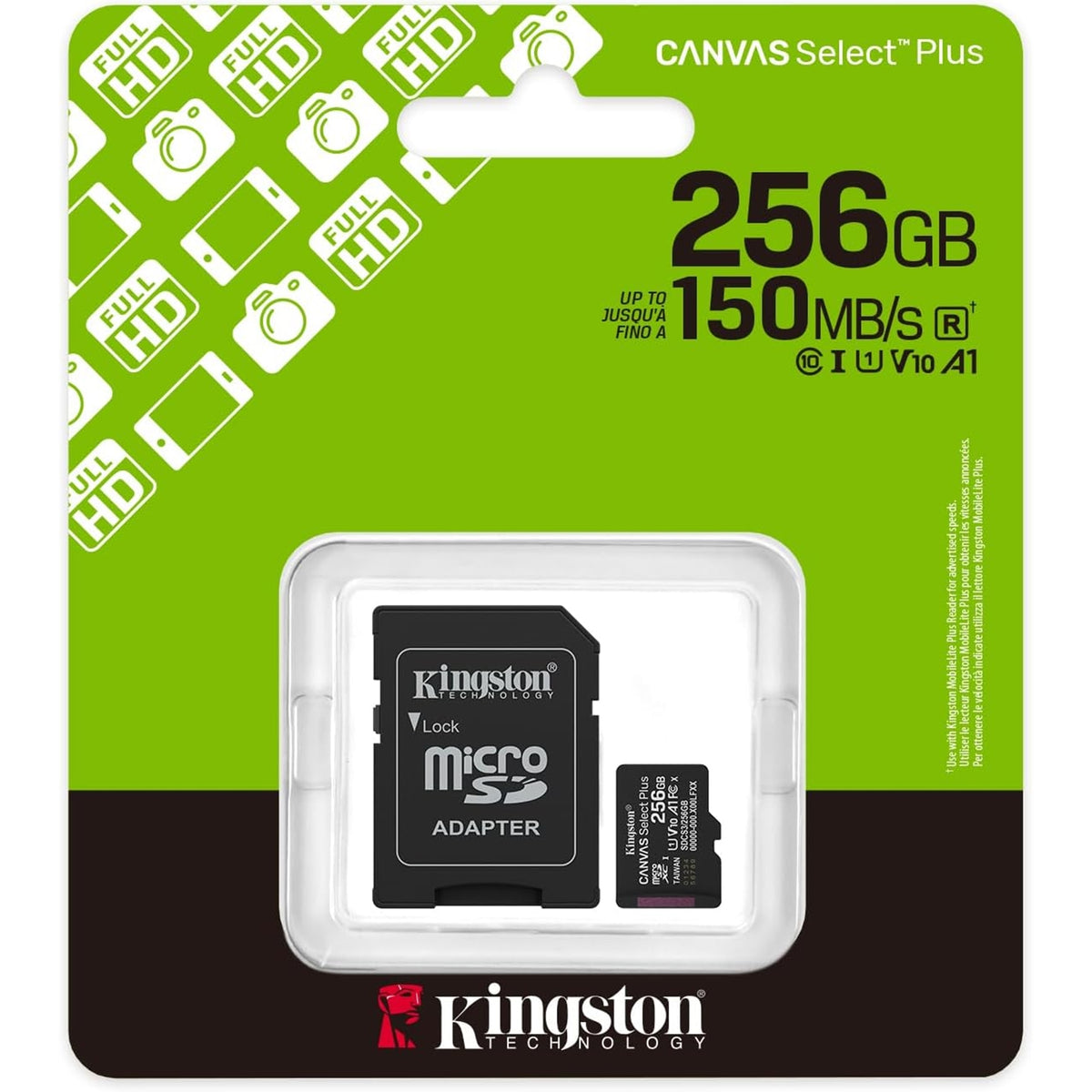 Kingston Canvas Select Plus 256GB Micro SD  Claad 10 UHS-I Flash Card, Lifetime Warranty