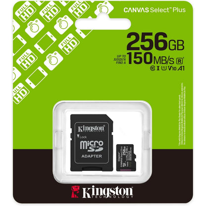 Kingston Canvas Select Plus 256GB Micro SD  Claad 10 UHS-I Flash Card, Lifetime Warranty
