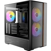 Antec FLUX Rear Mid Tower PC Case - Tempered Glass, Steel/Plastic/Wood, 5 PWM Fans, USB-C, ATX/Micro-ATX/ITX Compatibility