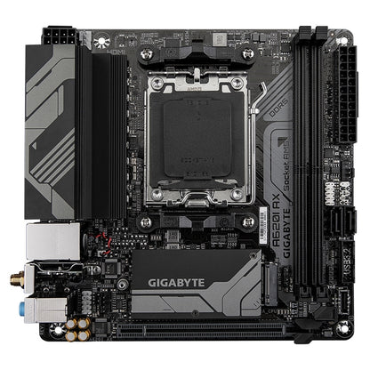 Gigabyte A620I AX (rev. 1.0) AMD AM5 Socket Motherboard, Mini-ITX, 2x DDR5 Slots, 1x M.2 Socket, 2.5GbE LAN, Wi-Fi 6E, 1 x DisplayPort / 1x HDMI Port