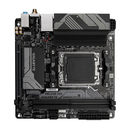 Gigabyte A620I AX (rev. 1.0) AMD AM5 Socket Motherboard, Mini-ITX, 2x DDR5 Slots, 1x M.2 Socket, 2.5GbE LAN, Wi-Fi 6E, 1 x DisplayPort / 1x HDMI Port