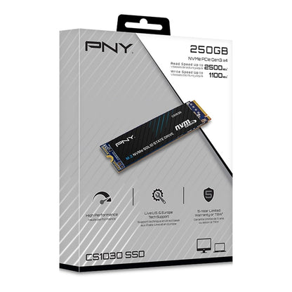 PNY CS1030 (M280CS1030-250-RB) 250GB SSD, PCIe Gen3 x4 Interface,Max Read 2500MB/s, MaxWrite 1100MB/s, 5 Year Limited Warranty