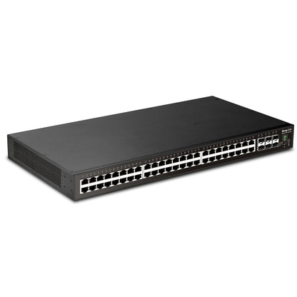Draytek VSP2542X-K 54 Port switch with 48 PoE+ RJ-45 LAN ports, 6 10Gbpe SFP+, 400W PoE budget, and L2+ management, 2 Year Warranty