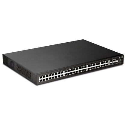 Draytek VSP2542X-K 54 Port switch with 48 PoE+ RJ-45 LAN ports, 6 10Gbpe SFP+, 400W PoE budget, and L2+ management, 2 Year Warranty
