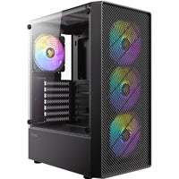 Antec AX26 RGB Elite Mid-Tower Gaming PC Case - Pre-Installed 4 x 120mm Fixed-RGB Fans, Tempered Glass Side Panel, High-Airflow Mesh Front - ATX/Micro-ATX/ITX